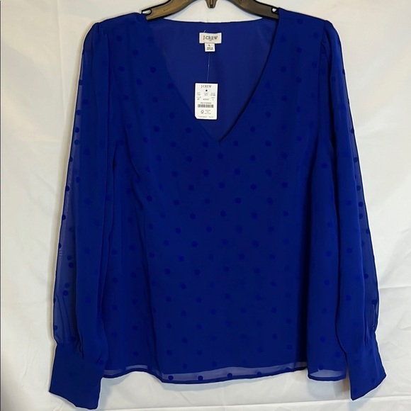 J. Crew Tops - Women's, J.Crew, Light Weight, V-Neck, Dotted Detailed, Long Sleeve, Size Large